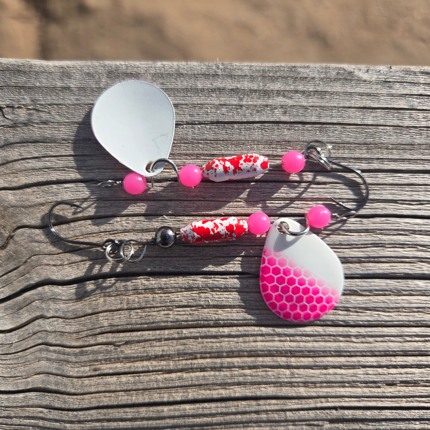 Pink speckled blade Spinner Lure