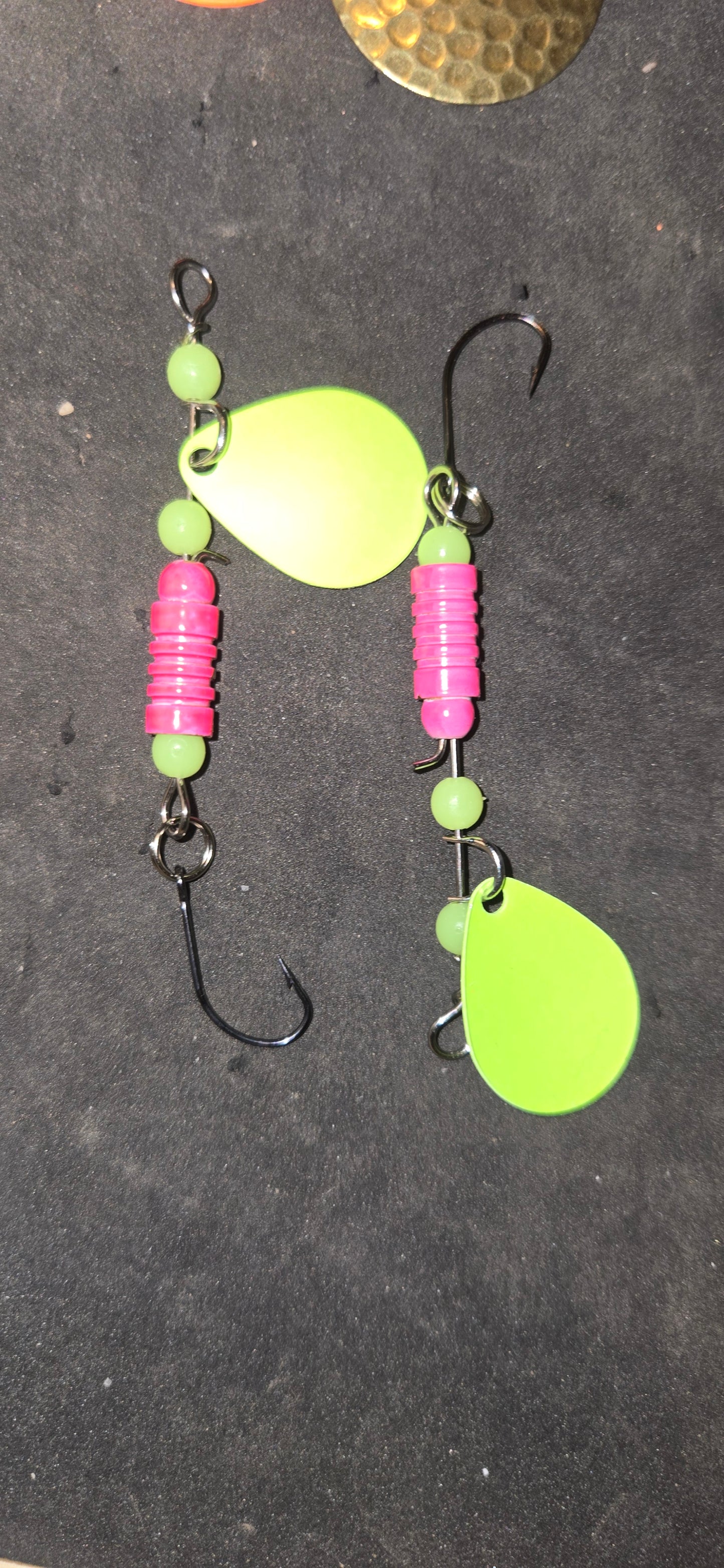Pink Chartreuse blade Spinner Lure