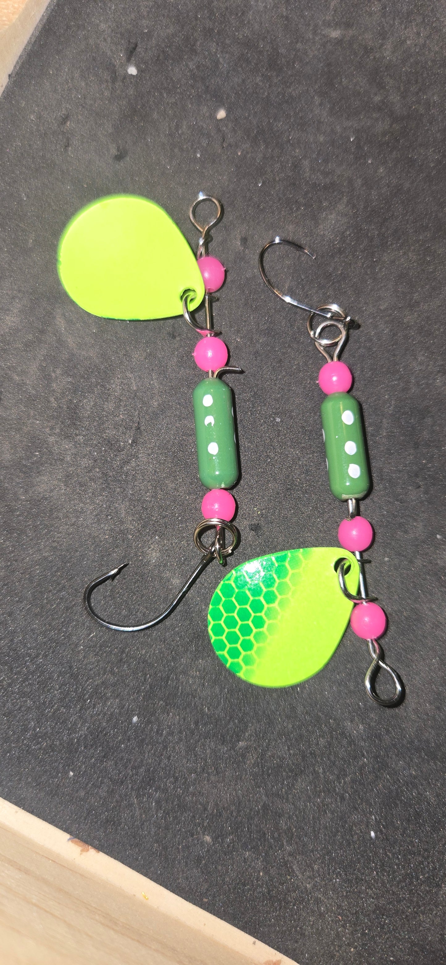 2.5" Green white spots Spinner Lure