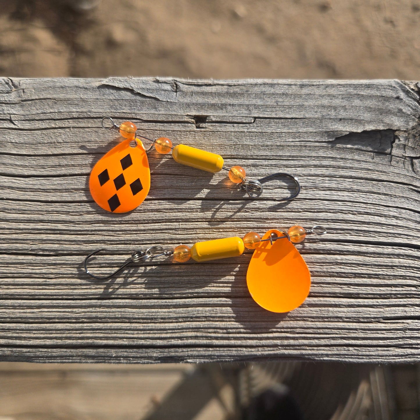 2.0" orange black diamond Spinner Lure