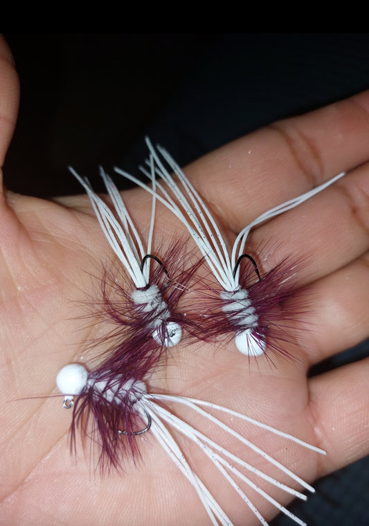 White wooly Silly Jigs